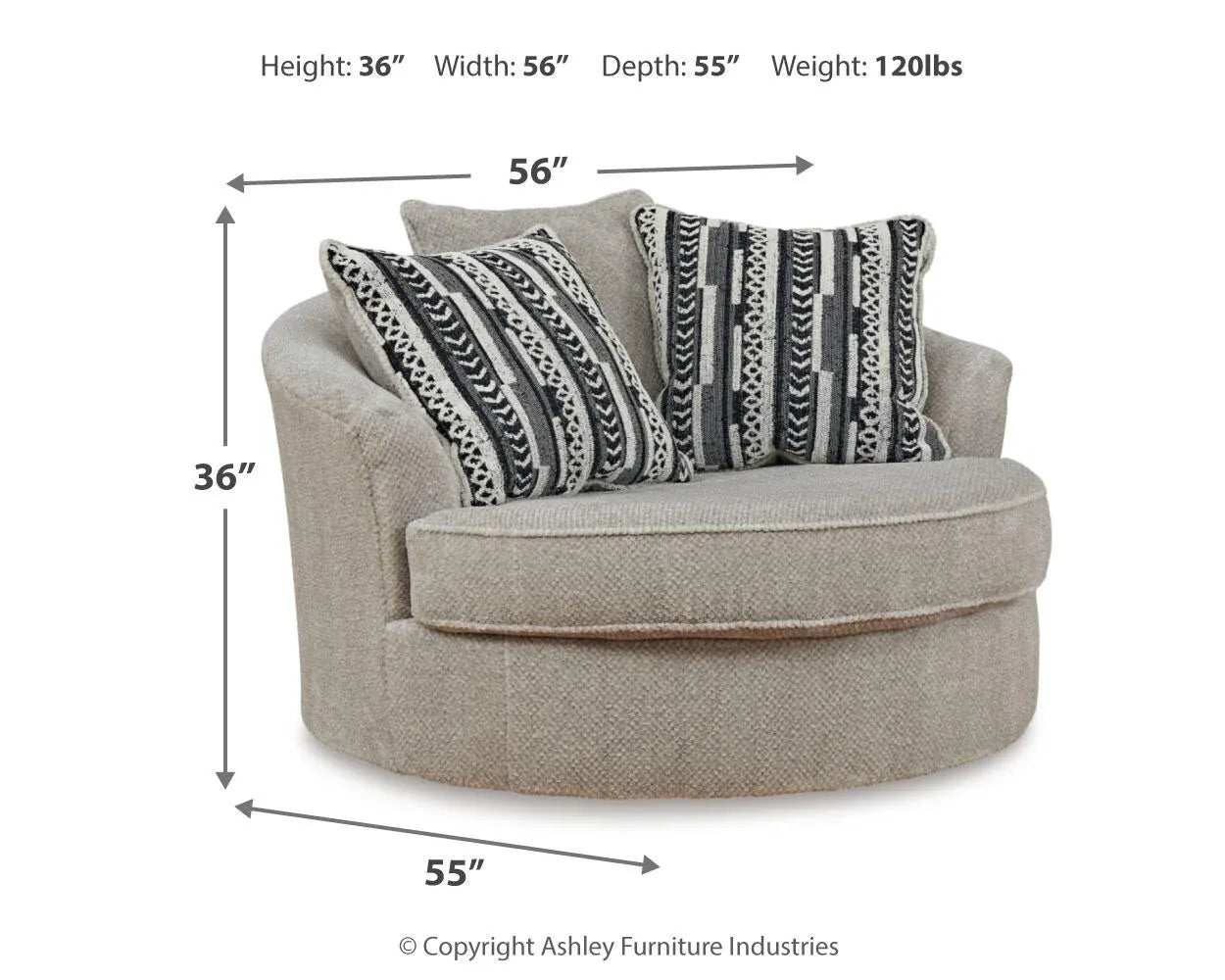 Calnita Oversized Swivel Accent Chair