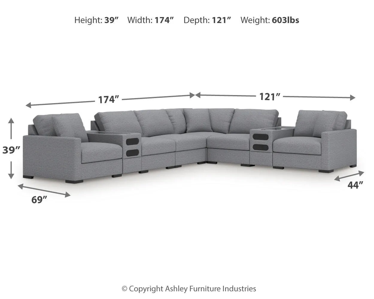 Seccional de 8 piezas Omaha by Ashley con consolas de audio