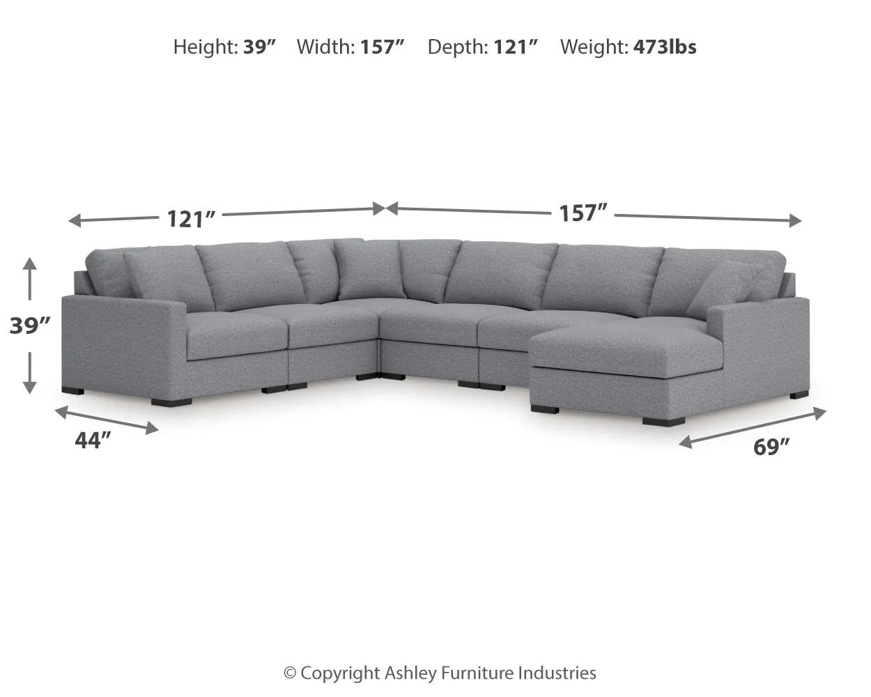 Seccional de 6 piezas con chaise longue Omaha by Ashley