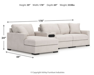 Omaha by Ashley 4-Piece Sectional with Chaise and Audio Console