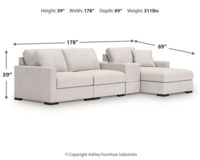 Omaha by Ashley 4-Piece Sectional with Chaise and Storage Console
