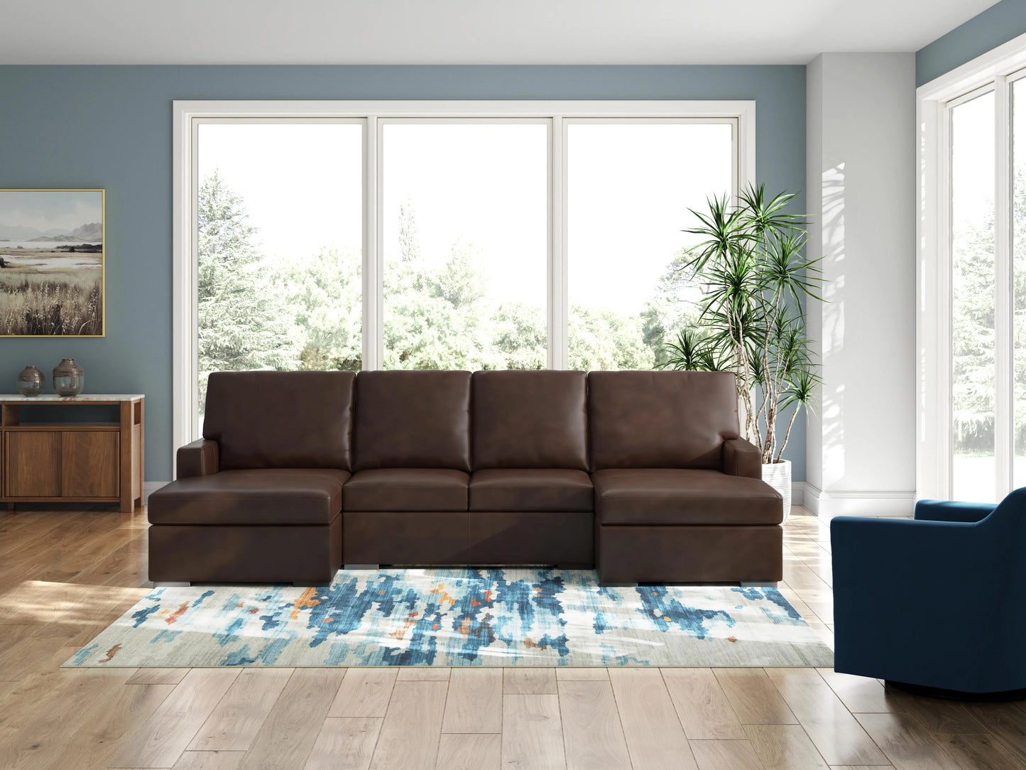Seccional moderno de 3 piezas con chaise longue doble