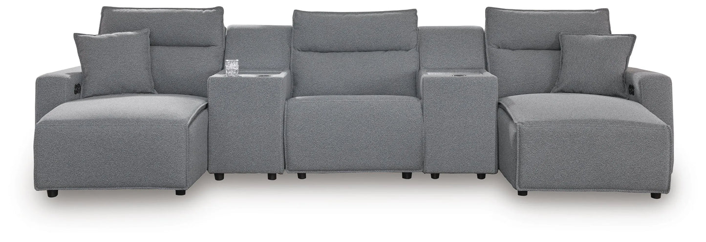Seccional reclinable ModMax II de 5 piezas con chaise longue doble y consolas