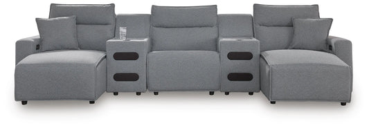 Seccional reclinable ModMax II de 5 piezas con chaise longue doble y consolas de audio