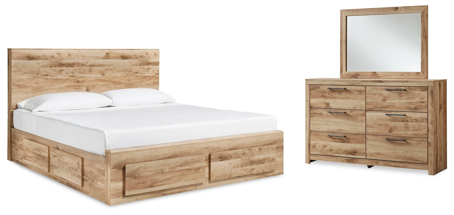 Cama Queen Hyanna con almacenamiento, dos laterales, tocador y espejo