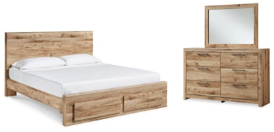 Cama King Hyanna con almacenamiento, tocador y espejo