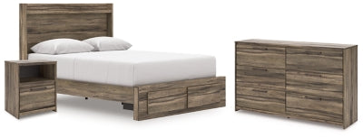 Cama Queen con almacenamiento, cómoda y mesita de noche Baystorm