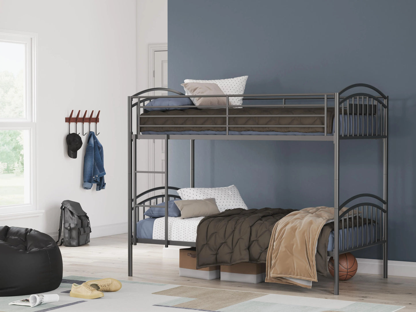 Hilletran Twin over Twin Bunk Bed and 2 Mattresses