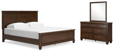 Cama California King con paneles, tocador y espejo Danabrin