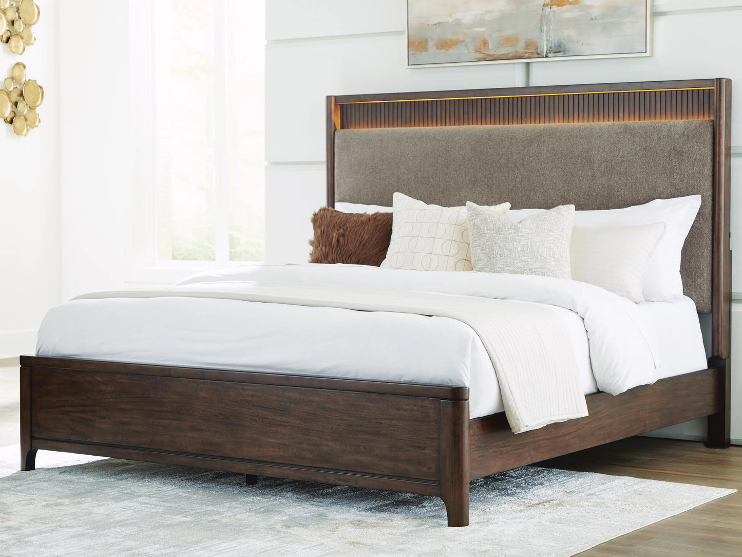 Korestone California King Upholstered Panel Bed