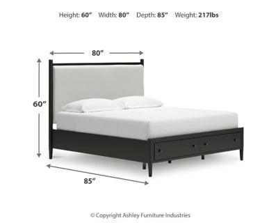 Cama Portdown King con almacenamiento y paneles tapizados