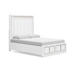 Pie de cama Queen con almacenamiento y listones enrollables Chalanna