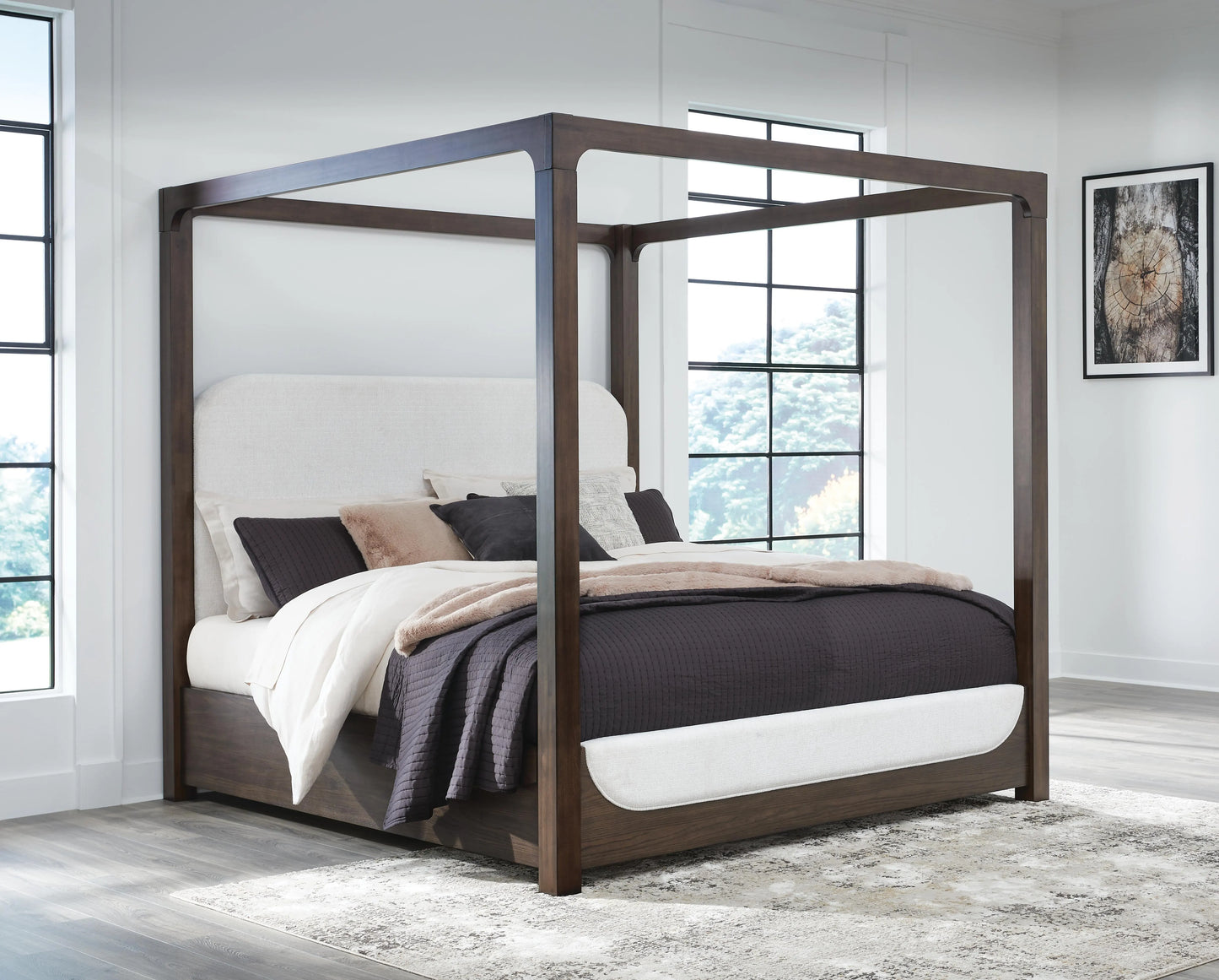 Cama con dosel tapizada Queen de Breckington