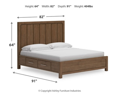 Cama California King con paneles y espacio de almacenamiento Cabalynn