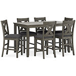 Mesa de comedor y taburetes de bar Caitbrook (juego de 7)