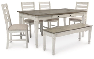 Mesa de comedor Skempton, 4 sillas y banco