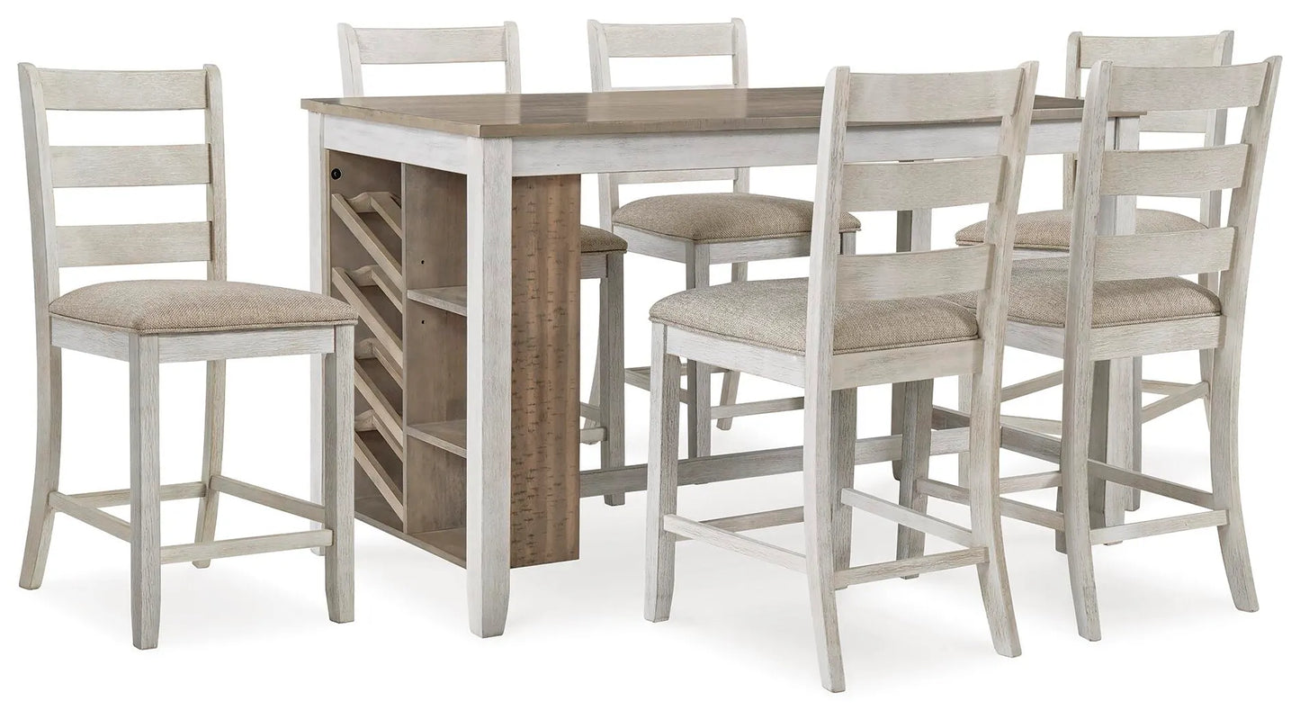 Mesa de comedor Skempton de altura de mostrador y 6 taburetes