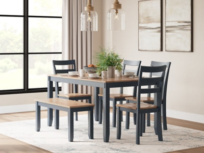 Mesa de comedor Gesthaven con 4 sillas y banco (juego de 6)