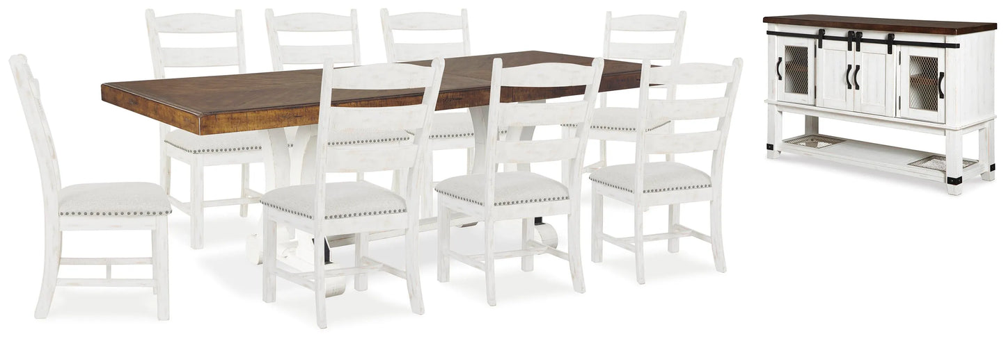 Mesa de comedor Valebeck y 8 sillas con servidor