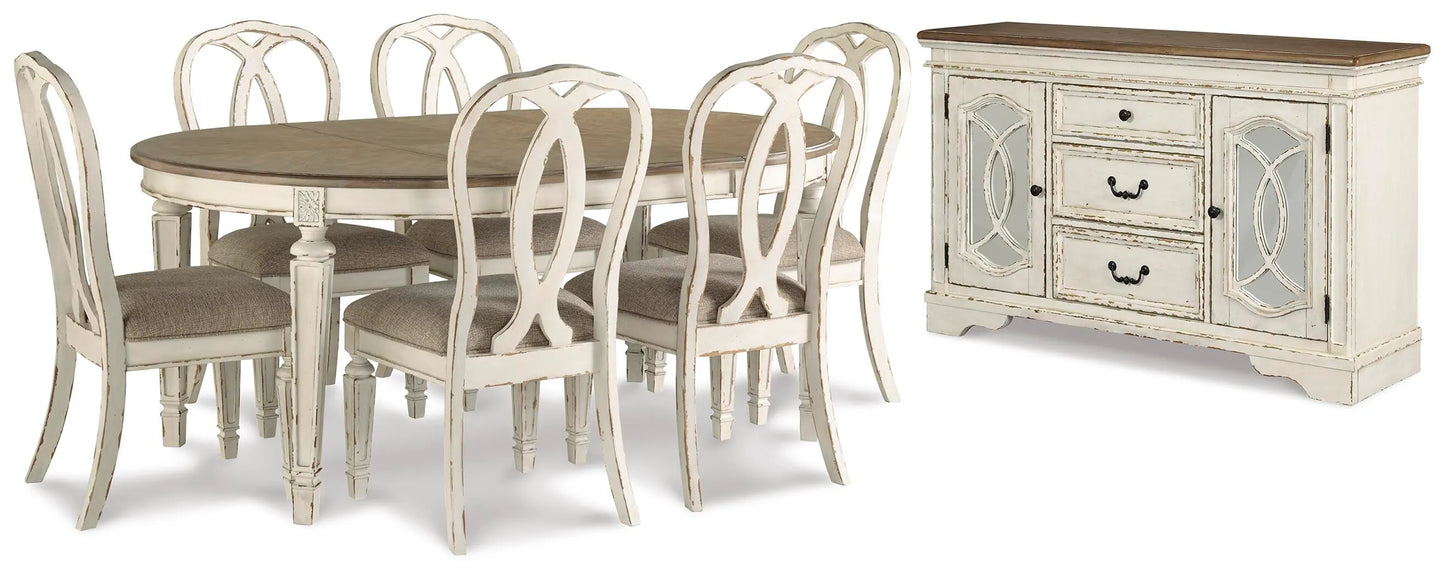 Mesa de comedor Realyn y 6 sillas con servidor