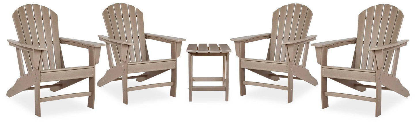 Sundown Treasure - 4 sillas Adirondack y mesa auxiliar para exteriores