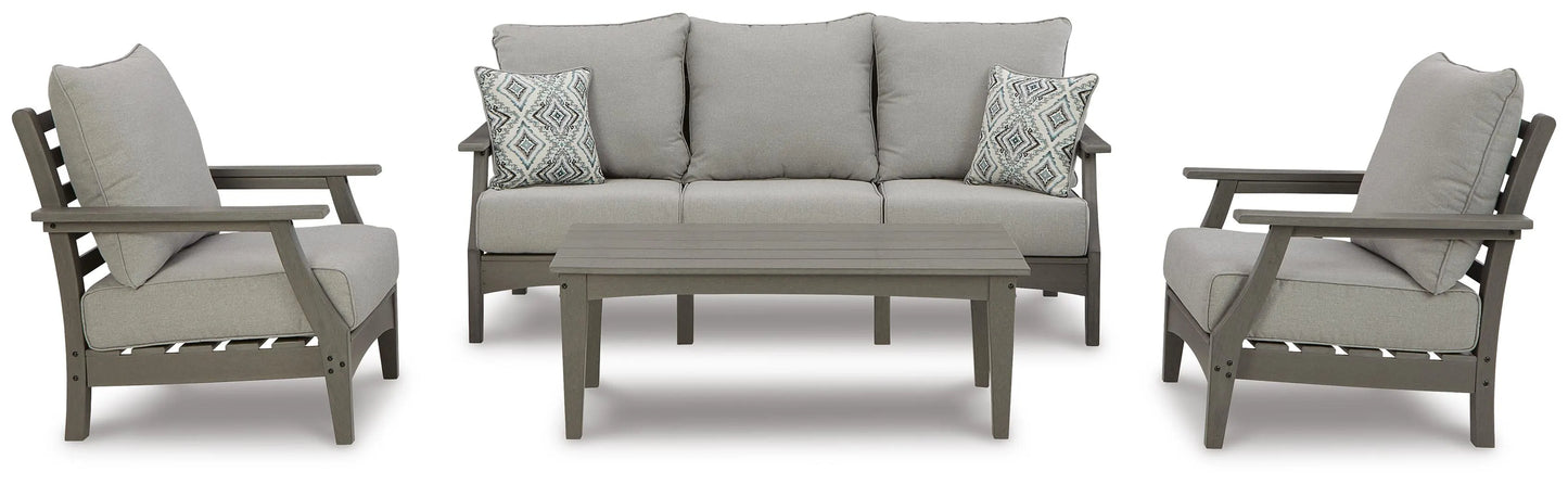 Sofá de exterior Visola, 2 sillones y mesa de centro