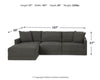 Seccional de 3 piezas con chaise longue Evey