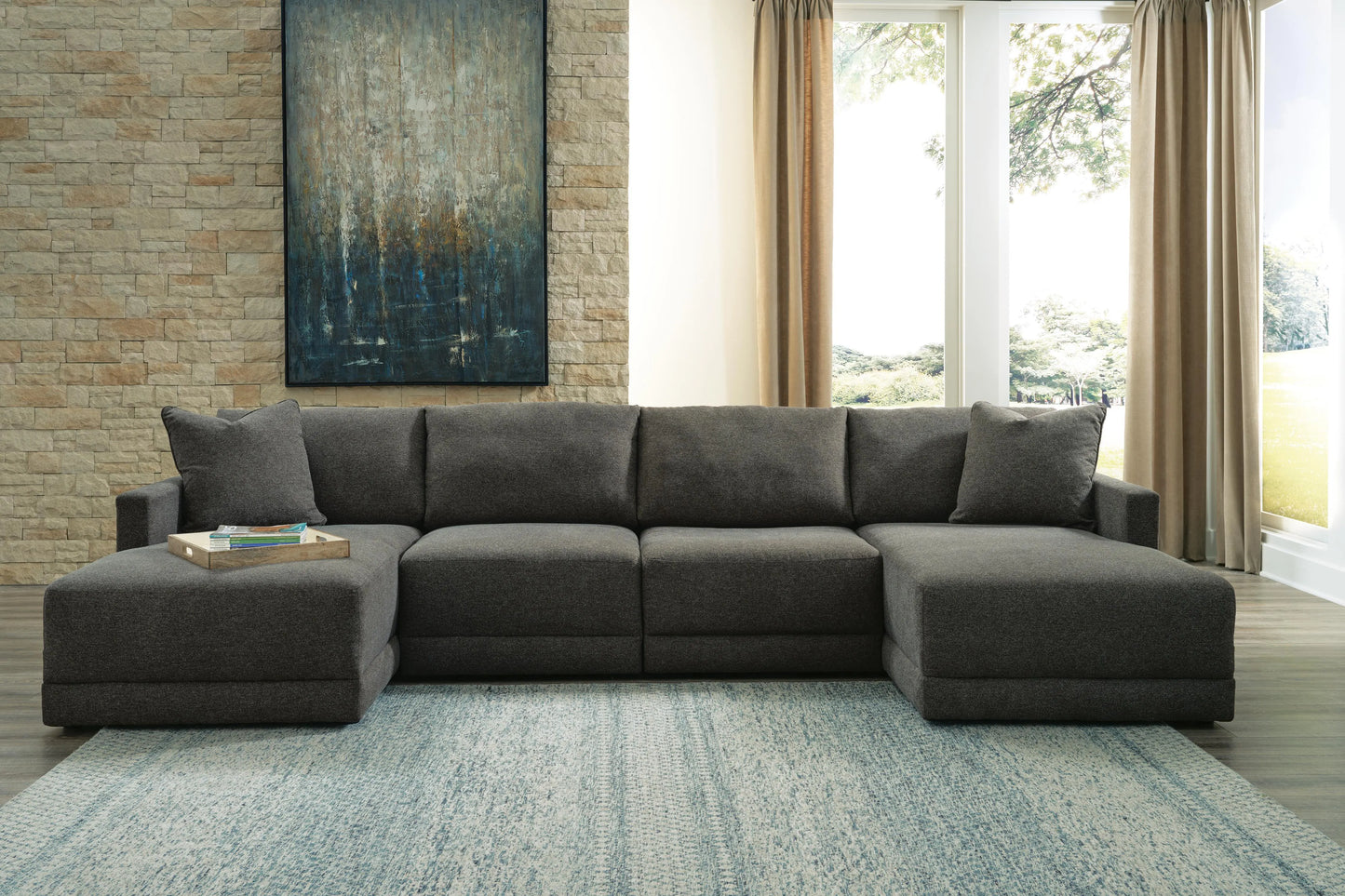 Seccional de 4 piezas con chaise longue Evey