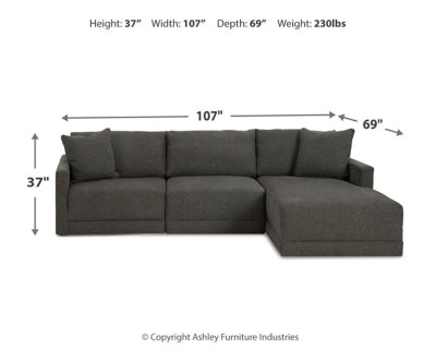 Seccional de 3 piezas con chaise longue Evey