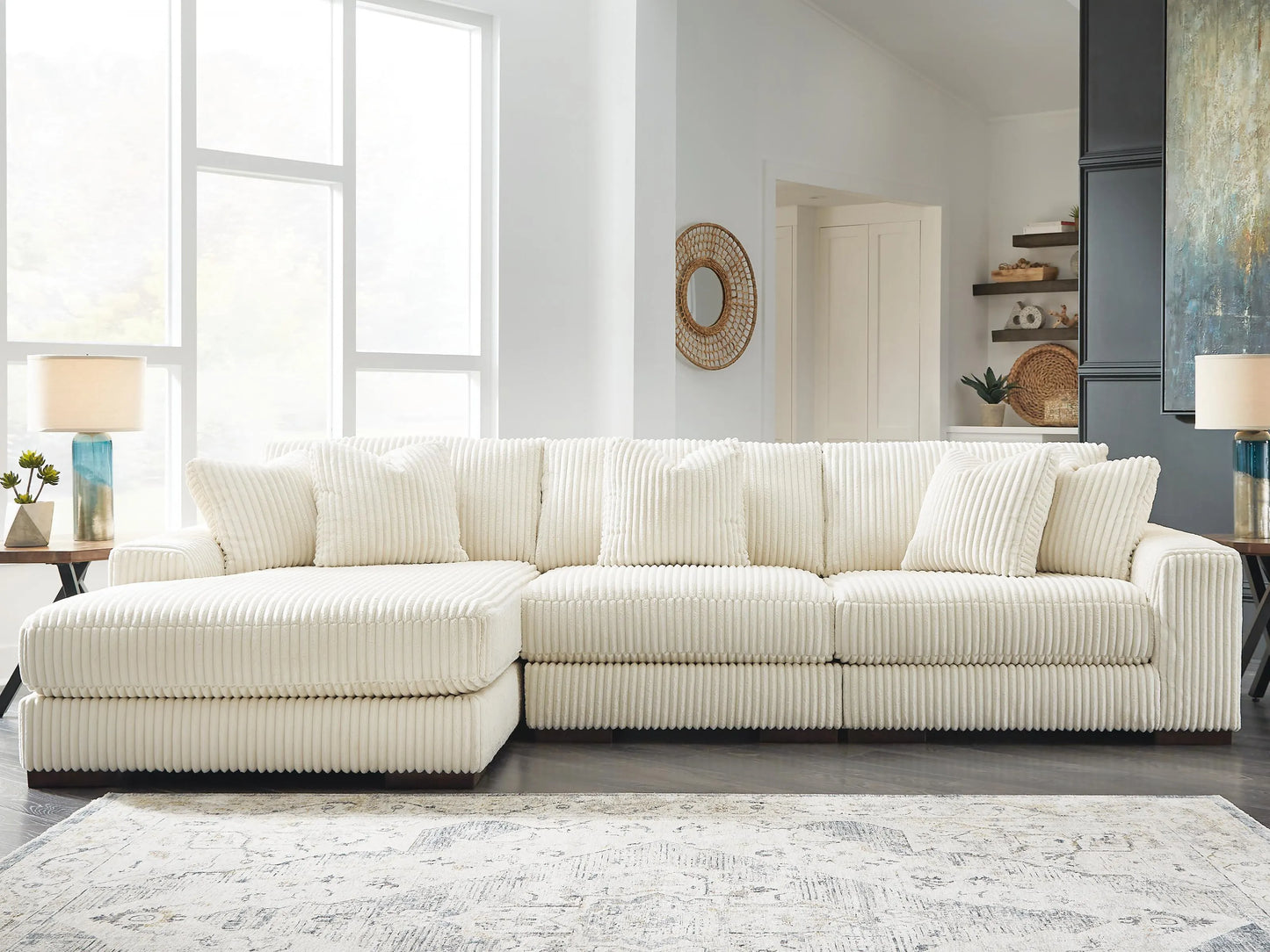 Seccional Lindyn de 3 piezas con chaise longue