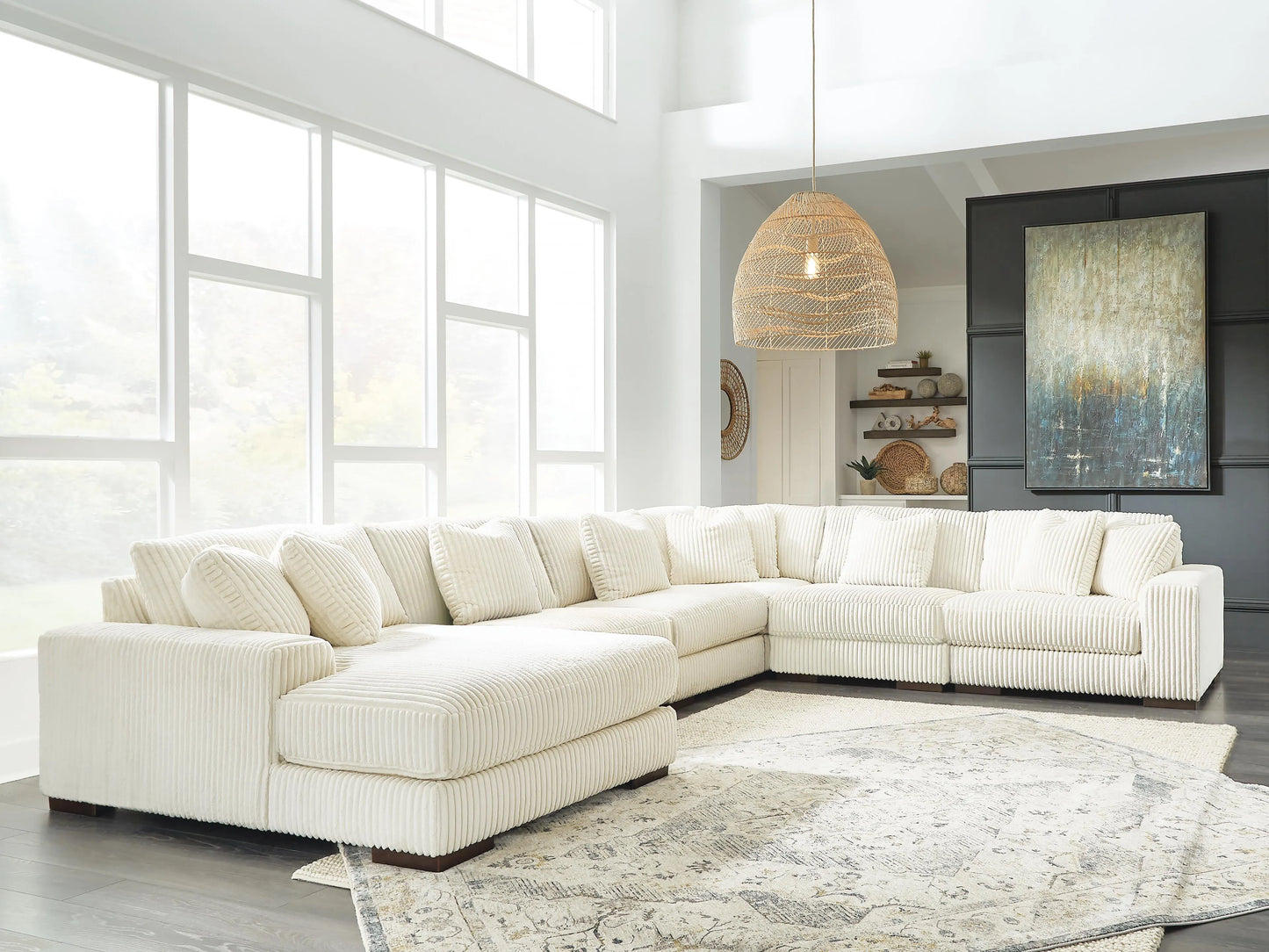 Seccional Lindyn de 6 piezas con chaise longue