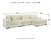 Seccional Lindyn de 3 piezas con chaise longue