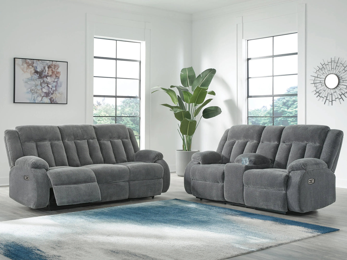 Sofá reclinable eléctrico Greely Bend y sillón reclinable eléctrico