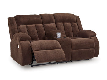 Loveseat reclinable eléctrico Greely Bend con consola