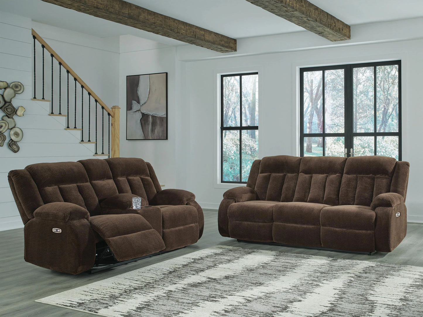 Greely Bend Power Reclining Sofa and Loveseat
