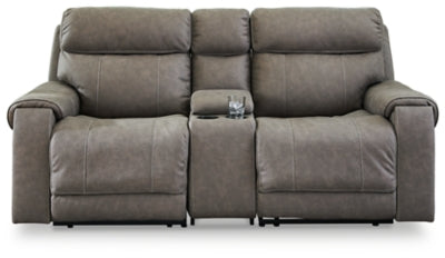 Loveseat seccional reclinable eléctrico de 3 piezas Starbot con consola