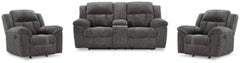 Loveseat reclinable Frohn con consola y dos sillones reclinables