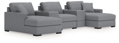 Seccional de 5 piezas Omaha by Ashley con chaise longue y consolas de almacenamiento