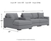 Seccional de 4 piezas Omaha by Ashley con chaise longue y consola de almacenamiento