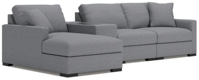 Seccional de 4 piezas Omaha by Ashley con chaise longue y consola de almacenamiento