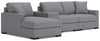 Seccional de 4 piezas Omaha by Ashley con chaise longue y consola de almacenamiento