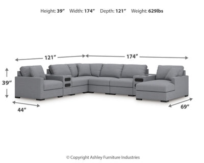 Seccional Omaha by Ashley de 8 piezas con sistema de audio y chaise longue