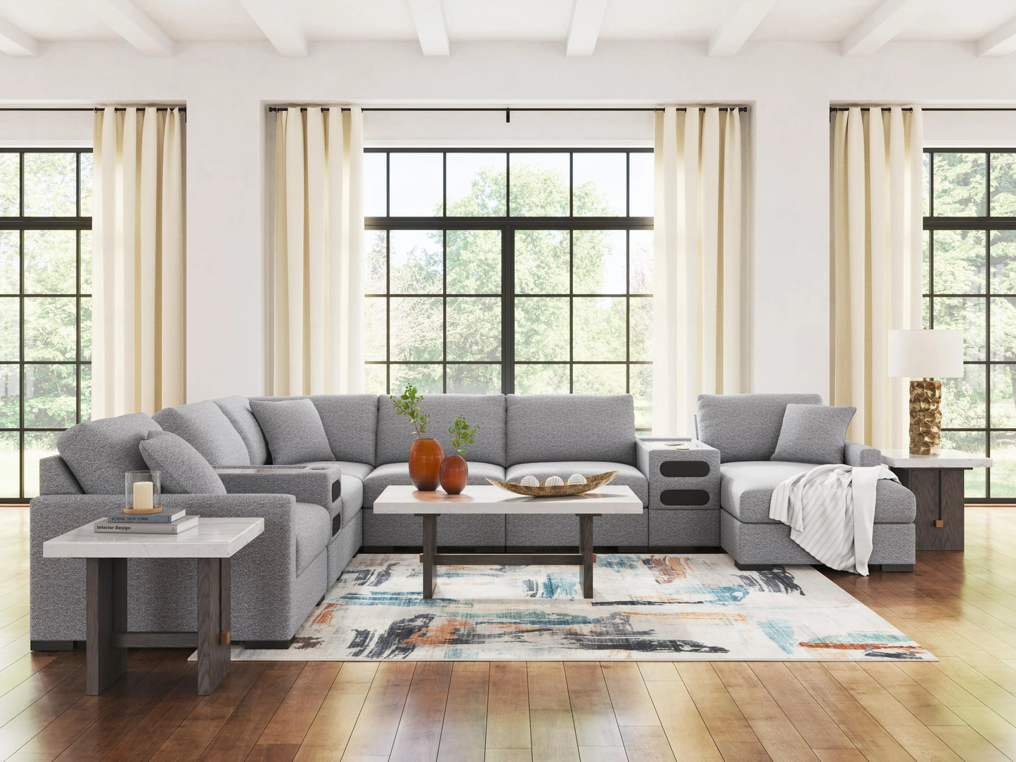 Seccional Omaha by Ashley de 8 piezas con sistema de audio y chaise longue