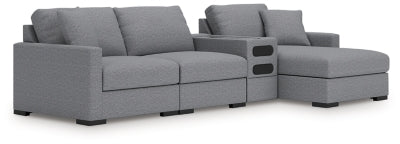 Seccional de 4 piezas Omaha by Ashley con chaise longue y consola de audio