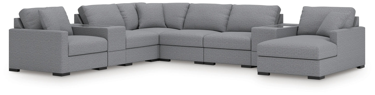 Seccional Omaha by Ashley de 8 piezas con chaise longue y consolas de almacenamiento