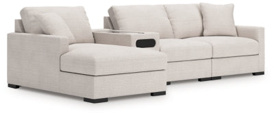 Seccional de 4 piezas Omaha by Ashley con chaise longue y consola de audio