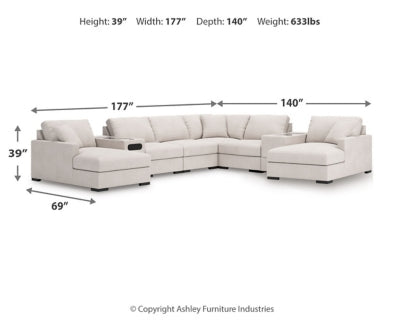 Seccional doble Omaha by Ashley de 8 piezas con consolas de audio y almacenamiento