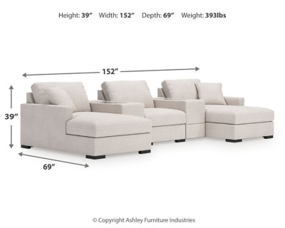 Seccional de 5 piezas Omaha by Ashley con chaise longue y consolas de almacenamiento