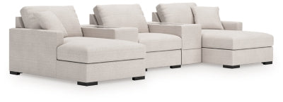 Seccional de 5 piezas Omaha by Ashley con chaise longue y consolas de almacenamiento