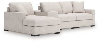 Seccional de 4 piezas Omaha by Ashley con chaise longue y consola de almacenamiento